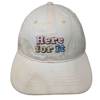 Home Free Baseball Cap Beige One Size Here For It Embroidery Tie Dye Brim Hat