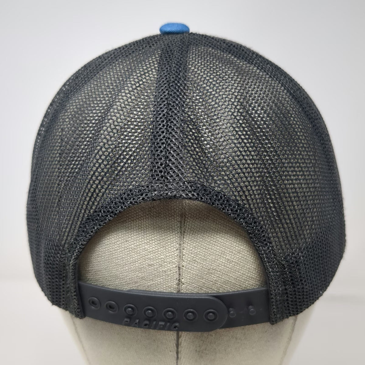 Pacific Headwear Trucker Hat Blue One Size Co-Energy Leather Patch Mesh Snapback