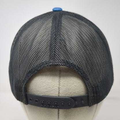 Pacific Headwear Trucker Hat Blue One Size Co-Energy Leather Patch Mesh Snapback