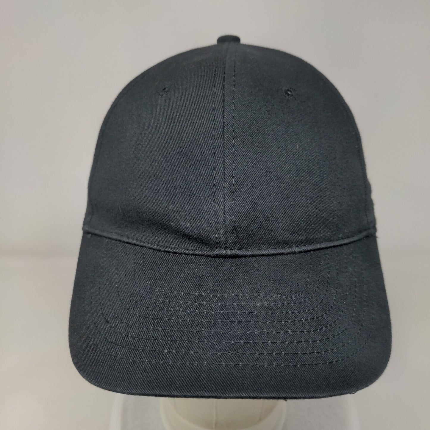 Unbranded Strapback Hat Black One Size Adjustable Vented Holes 6 Panel Blank