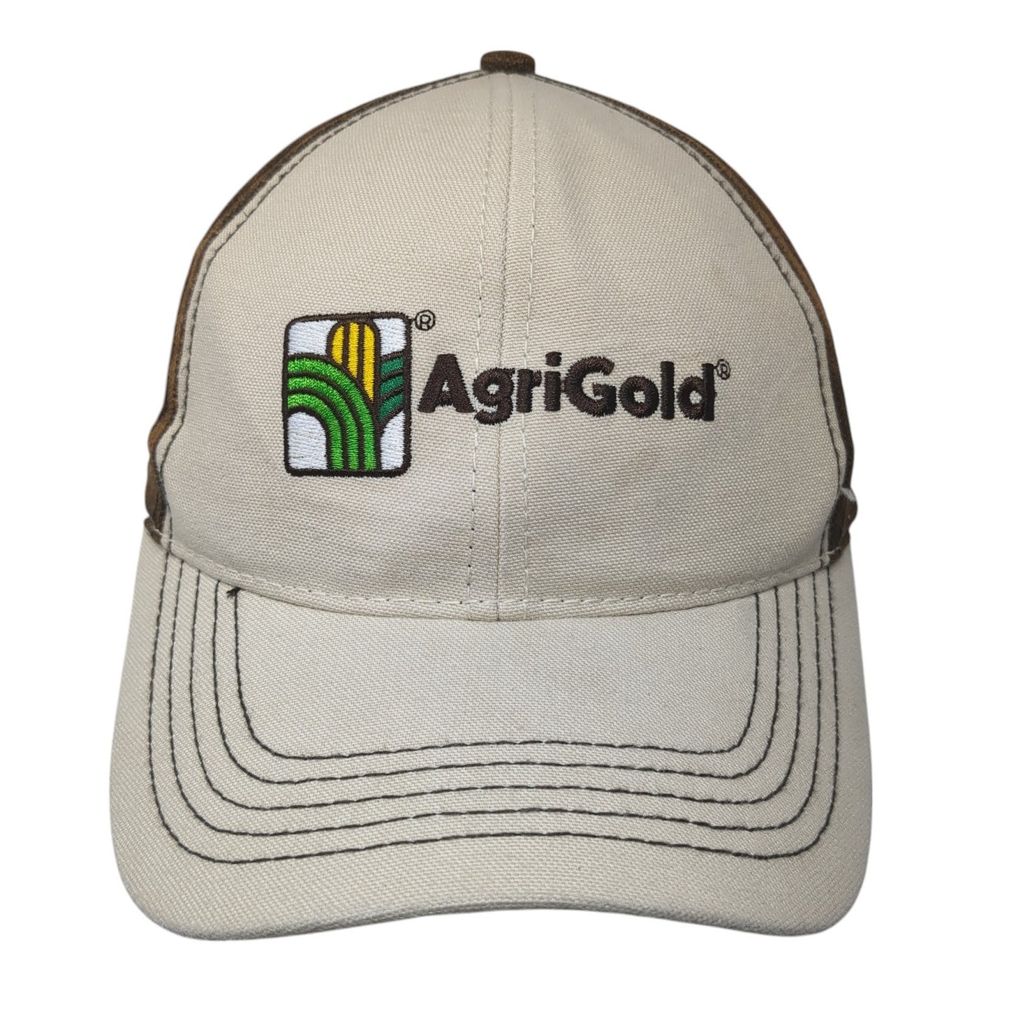 AgriGold Strapback Baseball Cap Brown One Size Adjustable Embroidered 6 Panel