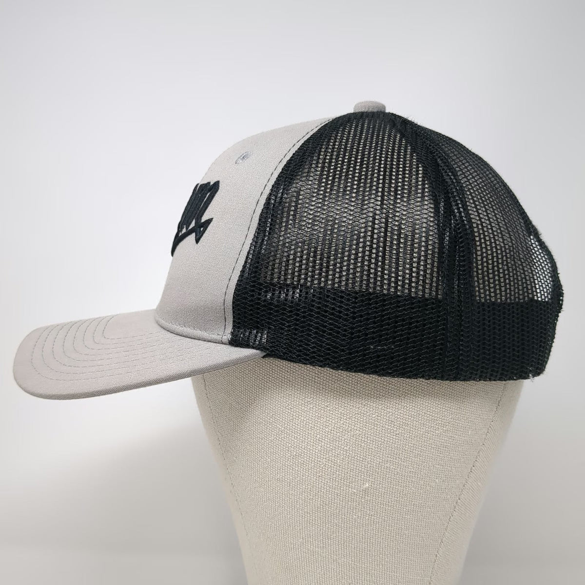 Grom Trucker Hat Gray One Size Mesh Back Snapback Logo Embroidered Baseball Cap