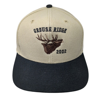 Grouse Ridge 2002 Snapback Hat Tan OS Adjustable Embroidered 6 Panel Otto Cap