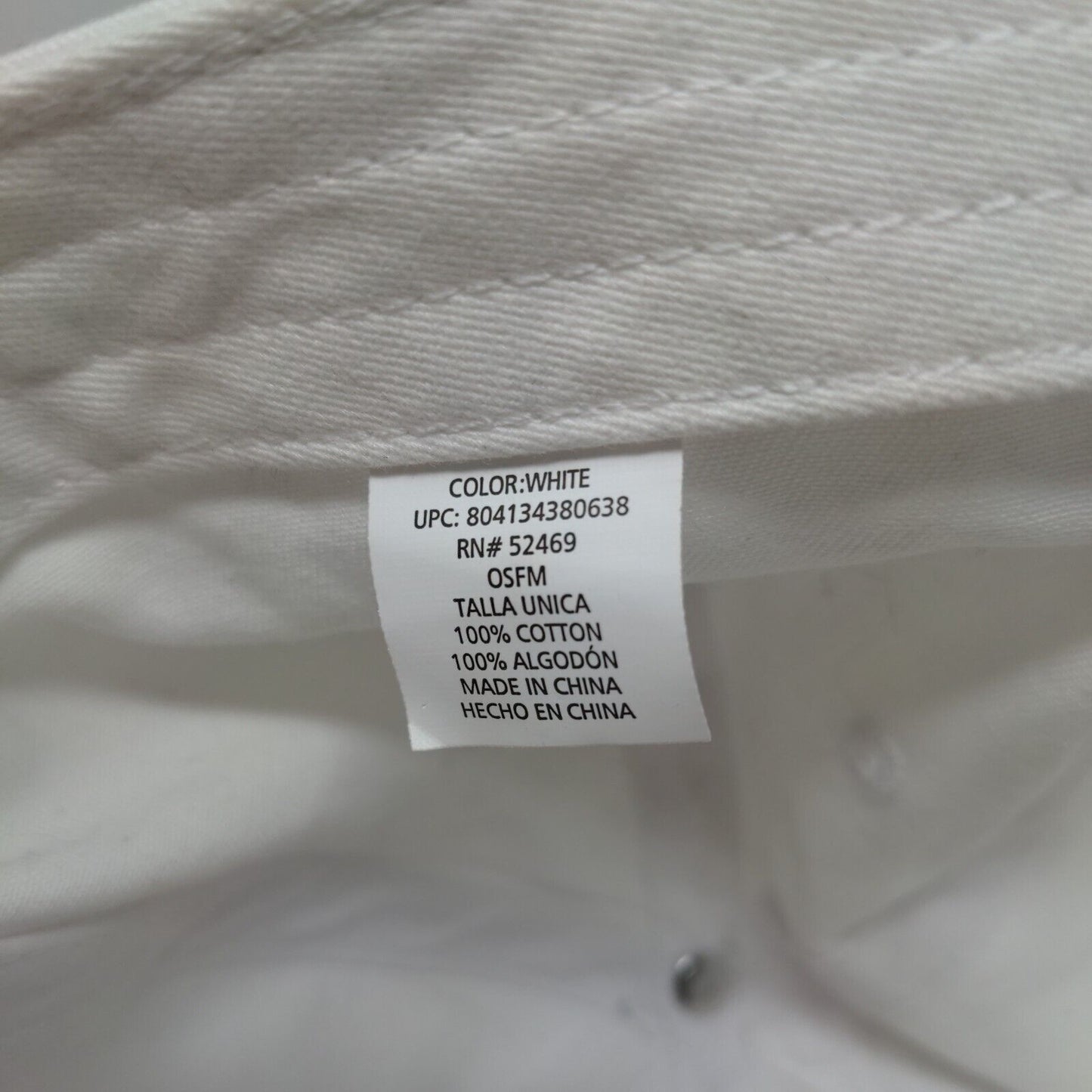 Unbranded Slideback Hat White OSFM Adjustable Solid 6 Panel Blank