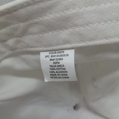 Unbranded Slideback Hat White OSFM Adjustable Solid 6 Panel Blank