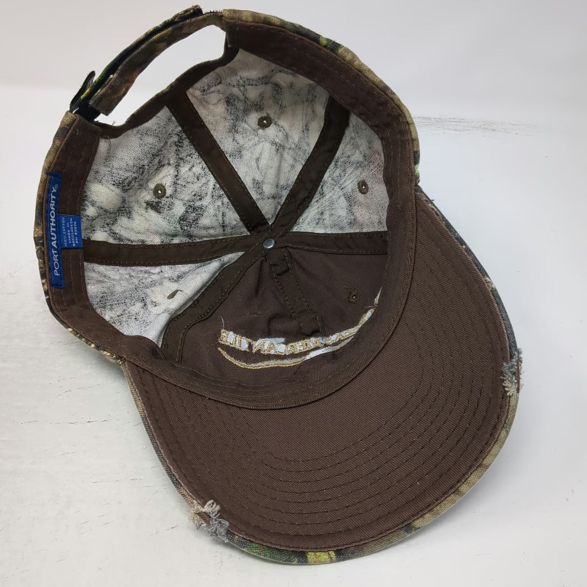Port Authority Brown Camo Six Creeks Mercantile Longhorn Baseball Cap Hat OSFM