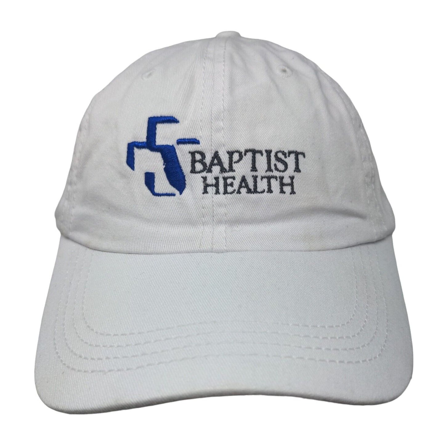 Baptist Health Slideback Hat White OSFA Embroidered Adjustable