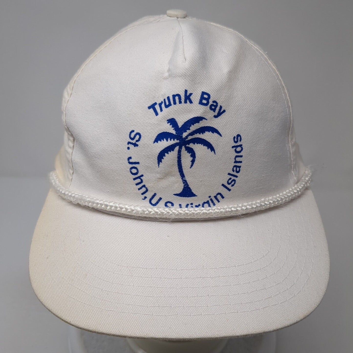 Trunk Bay Snapback Rope Hat White One Size Adjustable Solid Outdoor