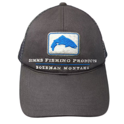 Simms Fishing Products Trucker Hat Gray One Size Bozeman Montana Patch Mesh OS