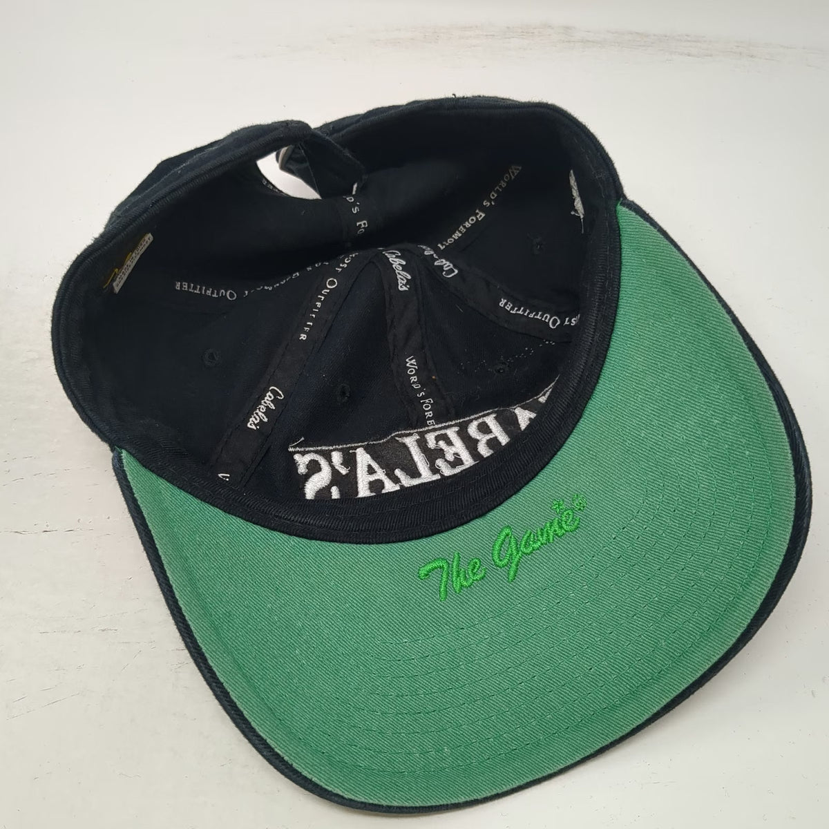 Cabela's Baseball Cap Black One Size Green Under Visor 2015 Opening Team ID hat