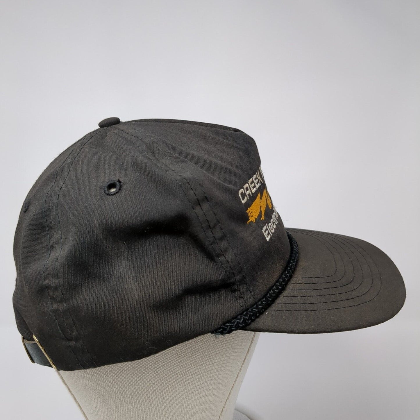 Creek Electric Electrical Contractor Slideback Hat Black OS Adjustable Rope Otto