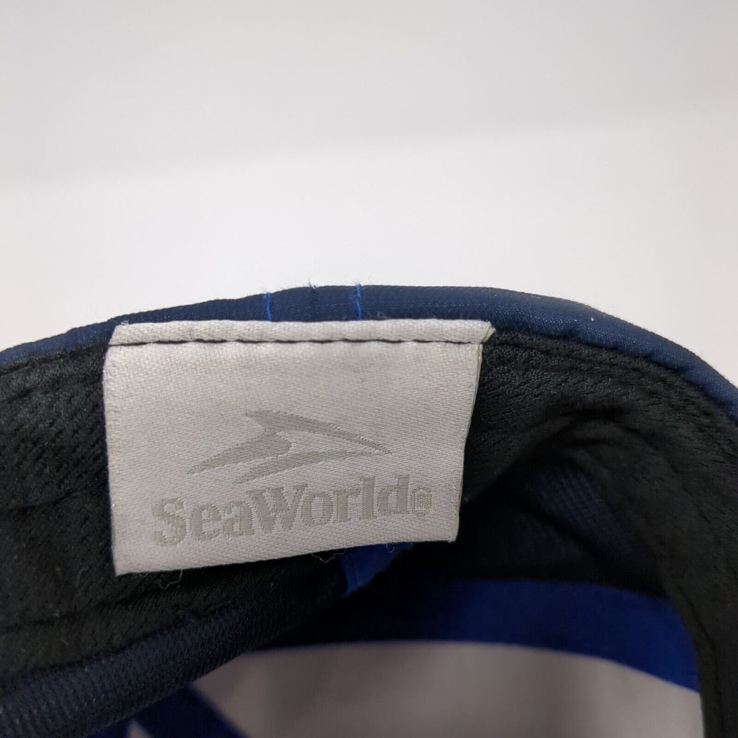 SeaWorld Strapback Hat Blue One Size Adjustable Embroidered Vented Holes 6 Panel