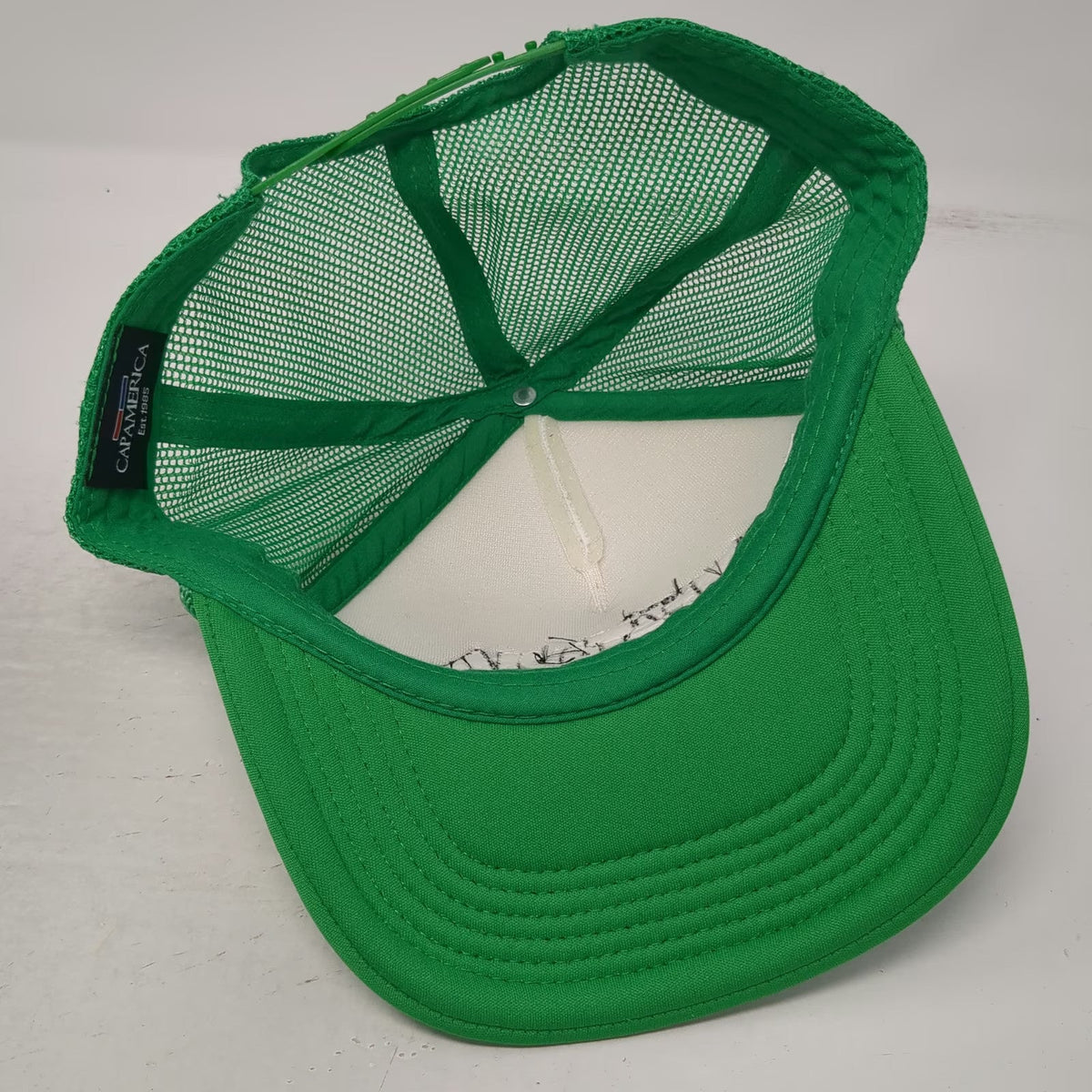Cap America Green Trucker Hat One Size White Mesh Meatopia Snapback Rope