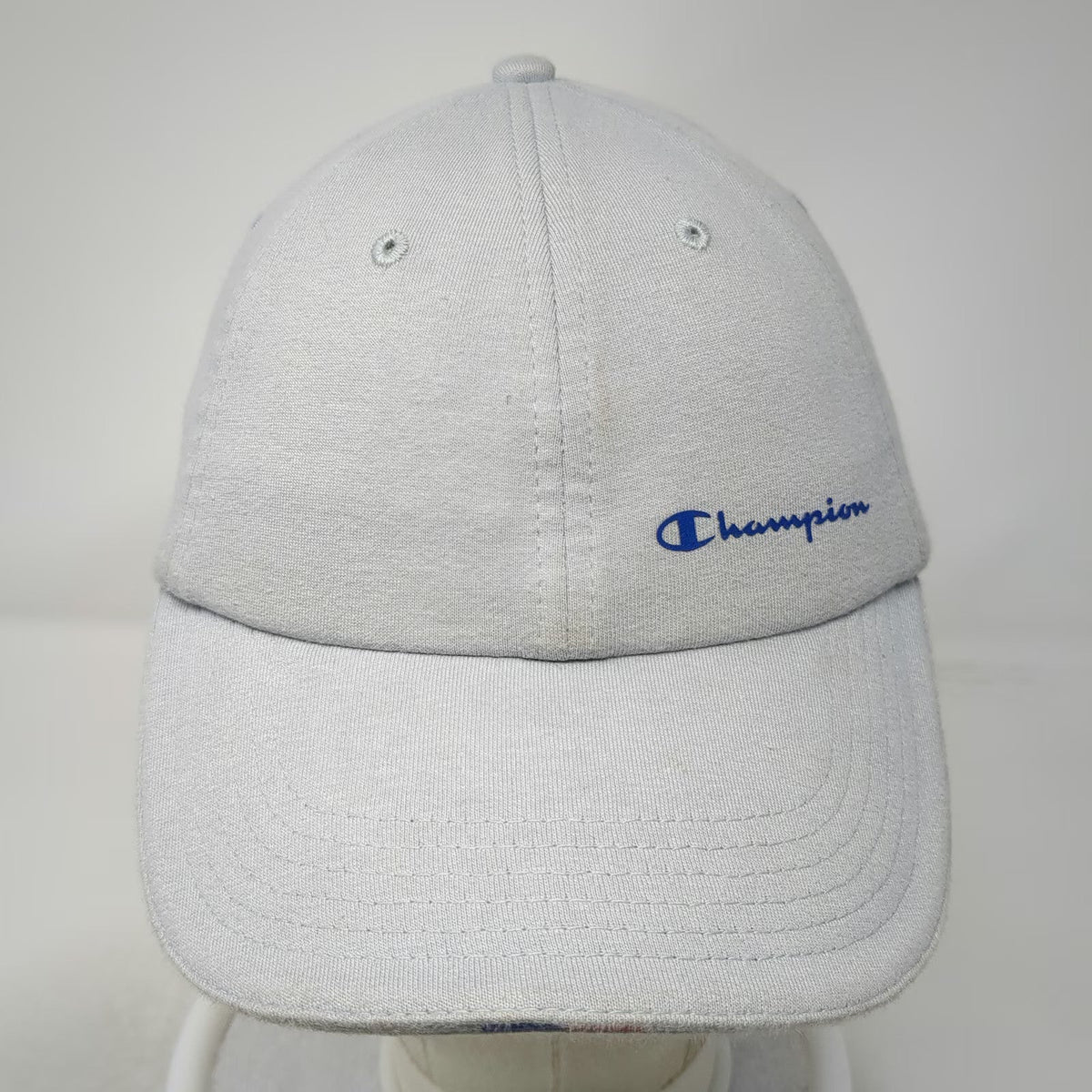 Champion Baseball Cap Gray One Size Slideback Embroidered Script Logo Cotton Hat