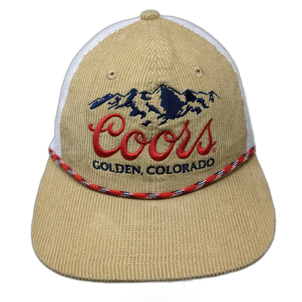 Coors Trucker Hat Brown White Red Blue One Size Corduroy Rope Snapback Beer