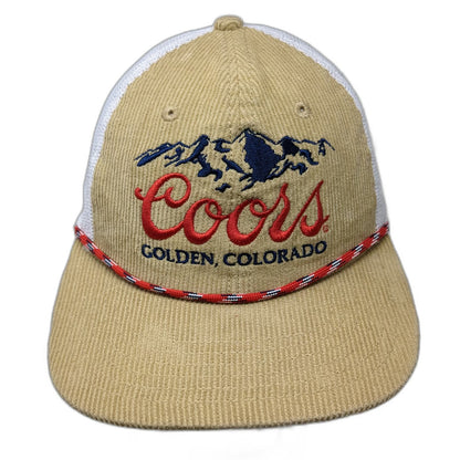 Coors Trucker Hat Brown White Red Blue One Size Corduroy Rope Snapback Beer