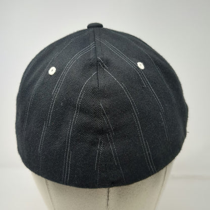 Flexfit Baseball Cap Black White L-XL Pinstripe Skull Pirate Curved Brim Hat