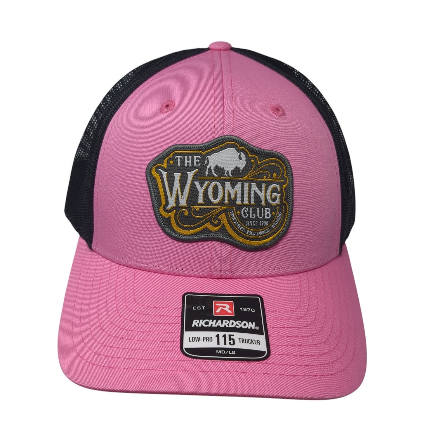 The Wyoming Club Snapback Trucker Hat Pink Large Mesh Back Richardson