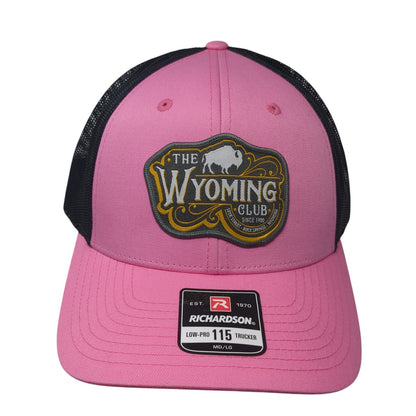The Wyoming Club Snapback Trucker Hat Pink Large Mesh Back Richardson