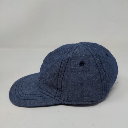 Old Navy Baby Stretch Strapback Hat Blue 6-12 Months Denim Vented Holes Blank