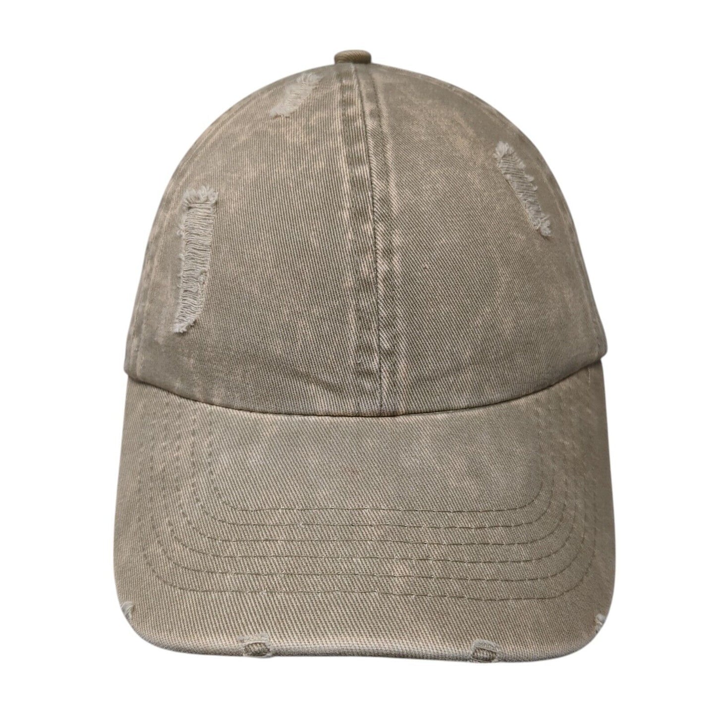 David And Young Slideback Hat Tan One Size Adjustable Distressed 6 Panel