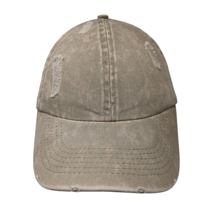 David And Young Slideback Hat Tan One Size Adjustable Distressed 6 Panel
