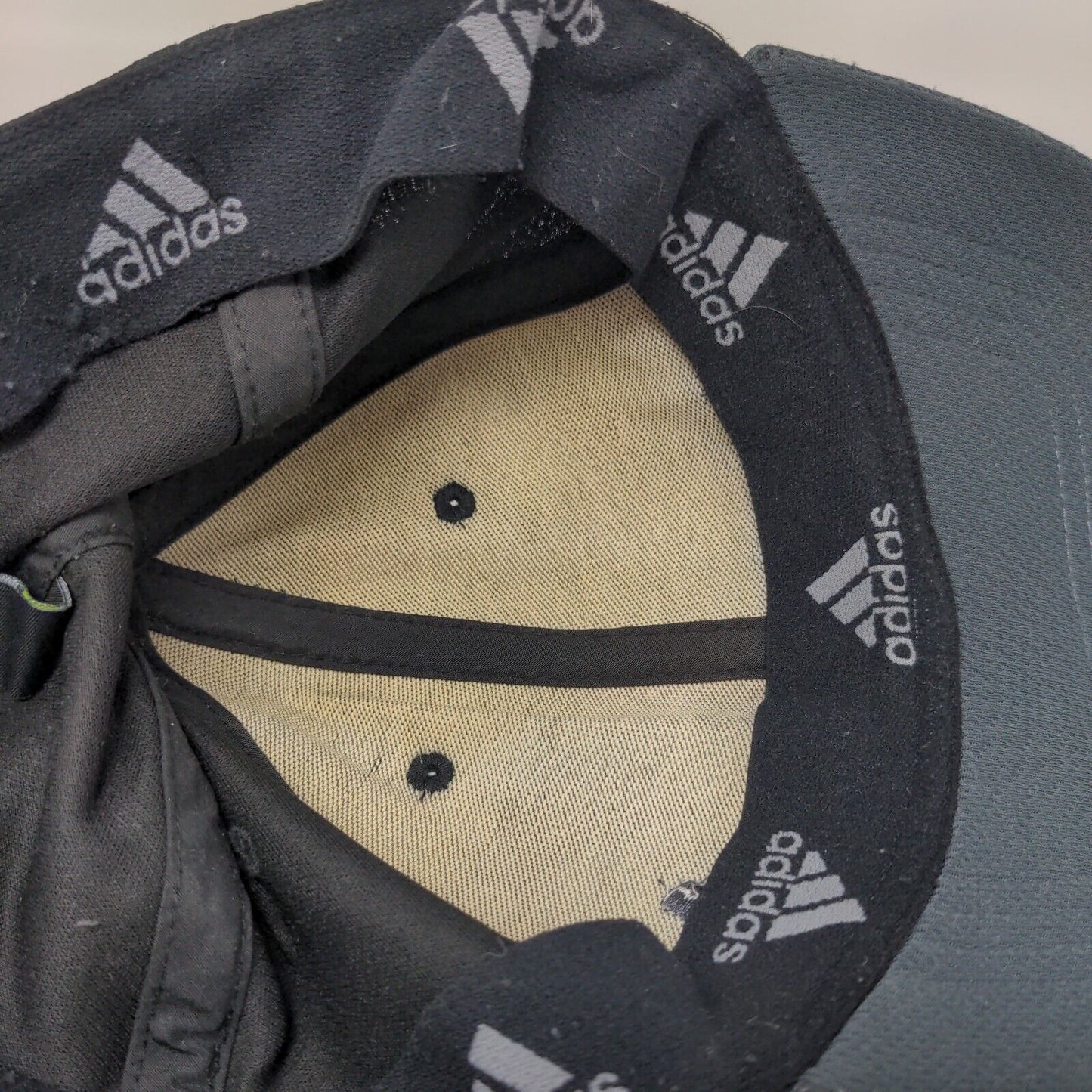 Adidas Fitted Hat Black L/XL A-flex Embroidered Logo Vented Holes 6 Panel