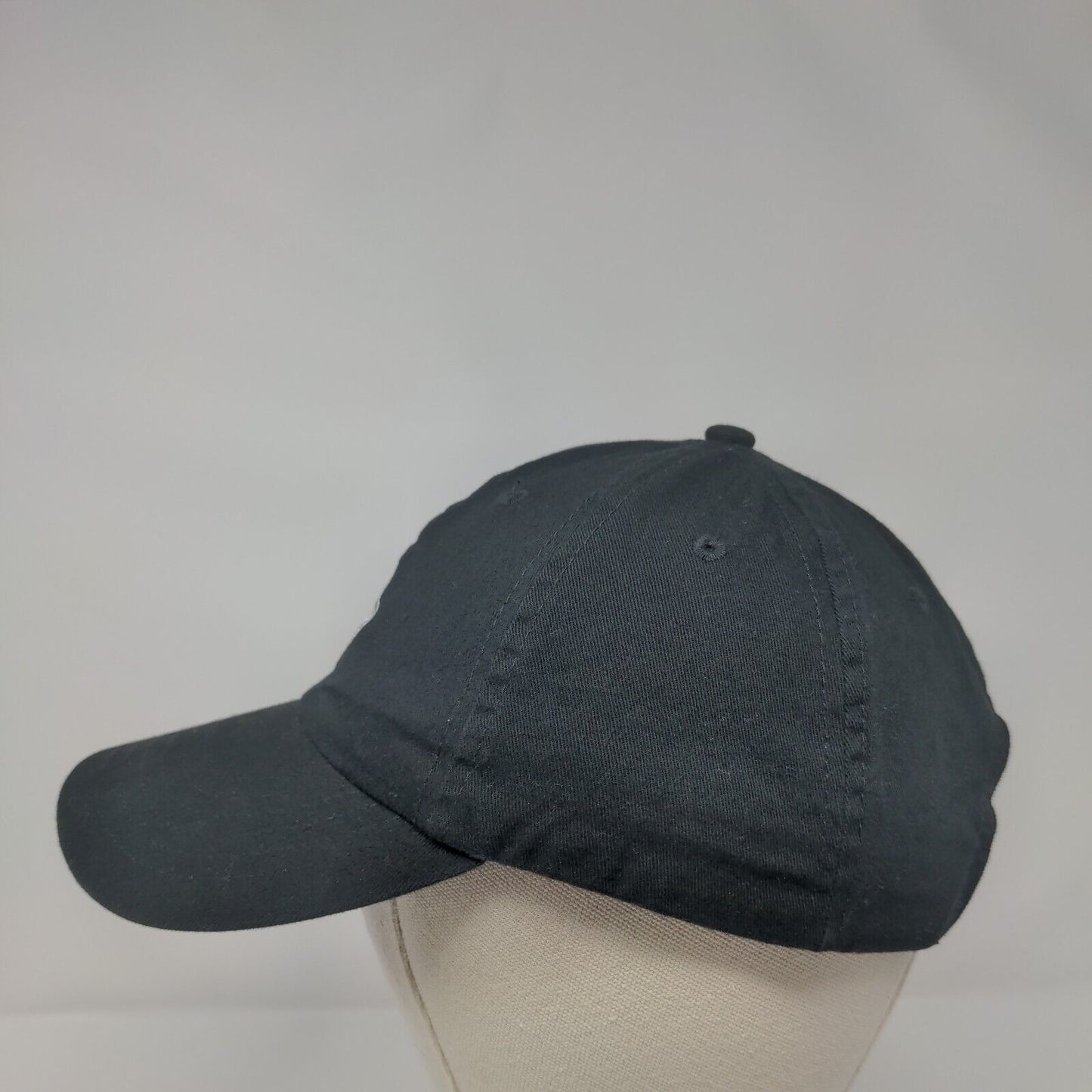 Unbranded Strapback Hat Black One Size Adjustable Embroidered 6 Panel Cotton