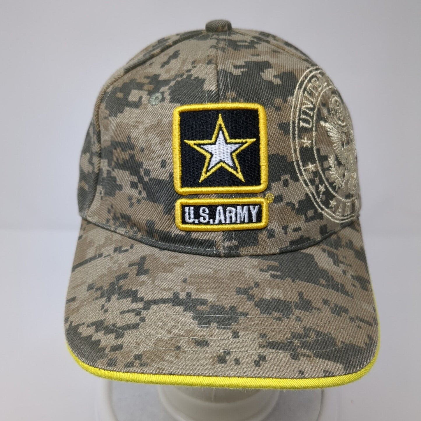 US Army Strapback Hat Camouflage One Size Adjustable Embroidered Patriotic