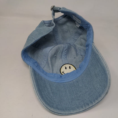 Smiley Face Slideback Hat Blue One Size Embroidered American Eagle