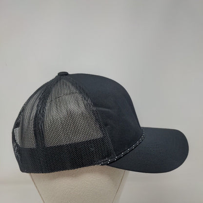 Pacific Headwear Snapback Trucker Hat Black One Size Mesh Back Blank Rope