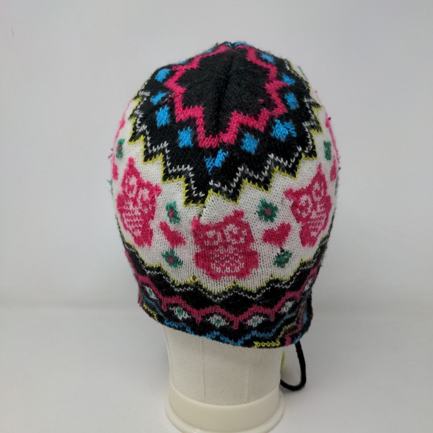 Arizona Women's Knit Beanie Hat Cap Multicolor OSFA Fair Isle Owl Pattern