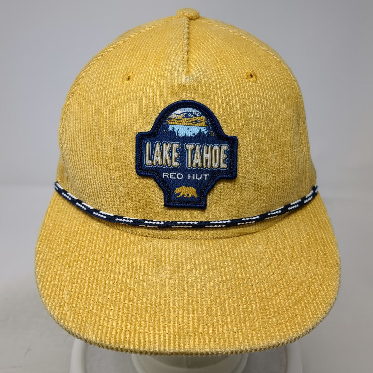 The Game 5 Panel Yellow One Size Corduroy Lake Tahoe Red Hut Rope Slideback Hat