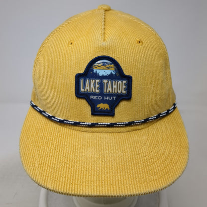 The Game 5 Panel Yellow One Size Corduroy Lake Tahoe Red Hut Rope Slideback Hat