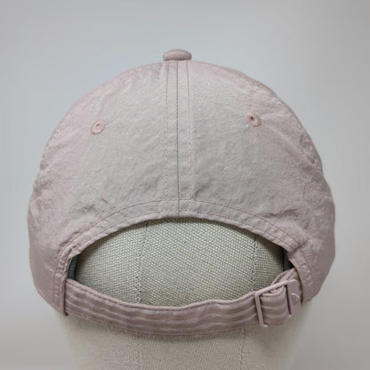 Adidas Baseball Cap Pink One Size Nylon Gold Logo Adjustable Slideback Strap Hat