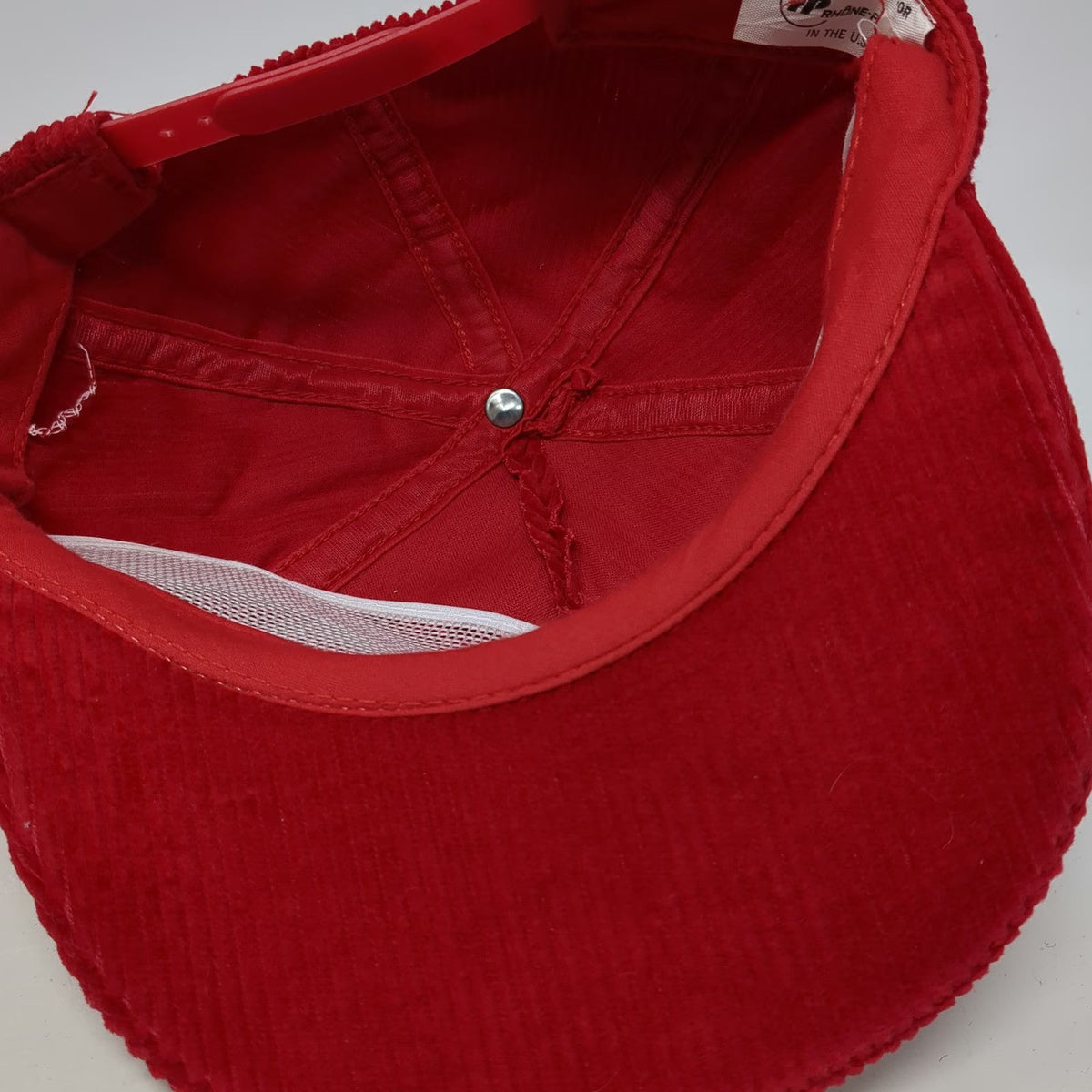 Rhone-Poulenc Mocap 5 Panel Red Hat One Size Corduroy Snapback Agriculture Logo