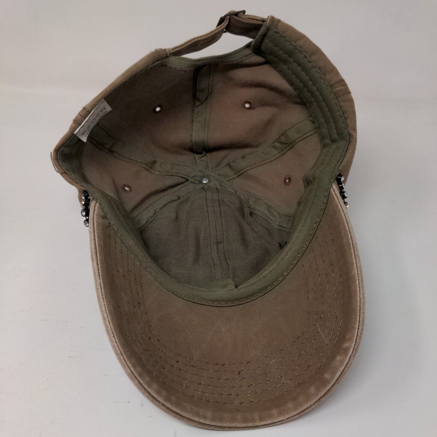 Unbranded Slideback Hat Tan One Size Adjustable Bling Rhinestone 6 Panel