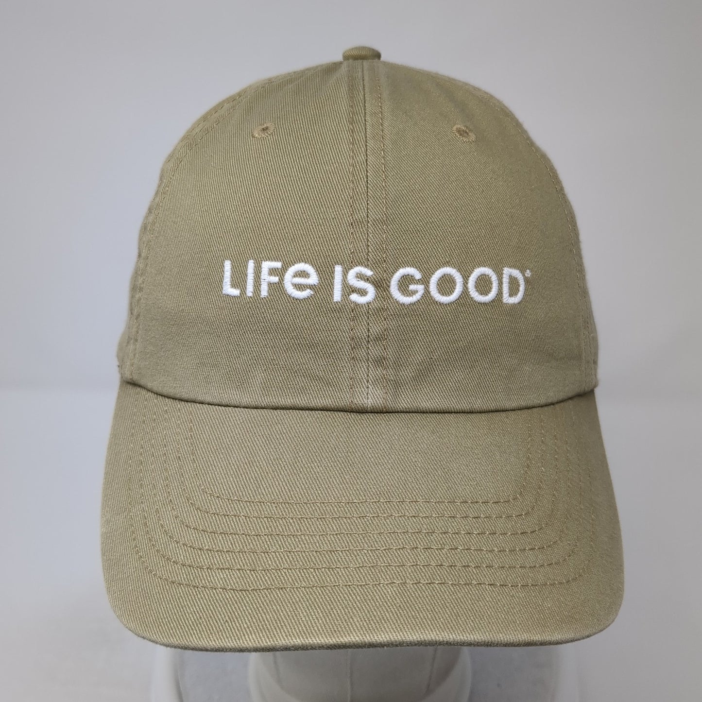 Life Is Good Slideback Baseball Cap Brown OS Adjustable Embroidered 6 Panel