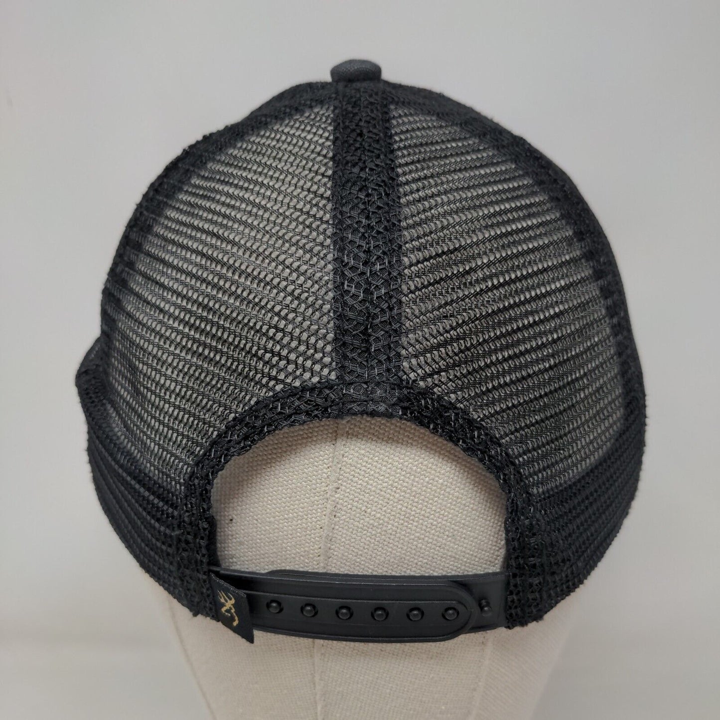 Browning Snapback Trucker Hat Black OSFA Adjustable Breathable Mesh Back