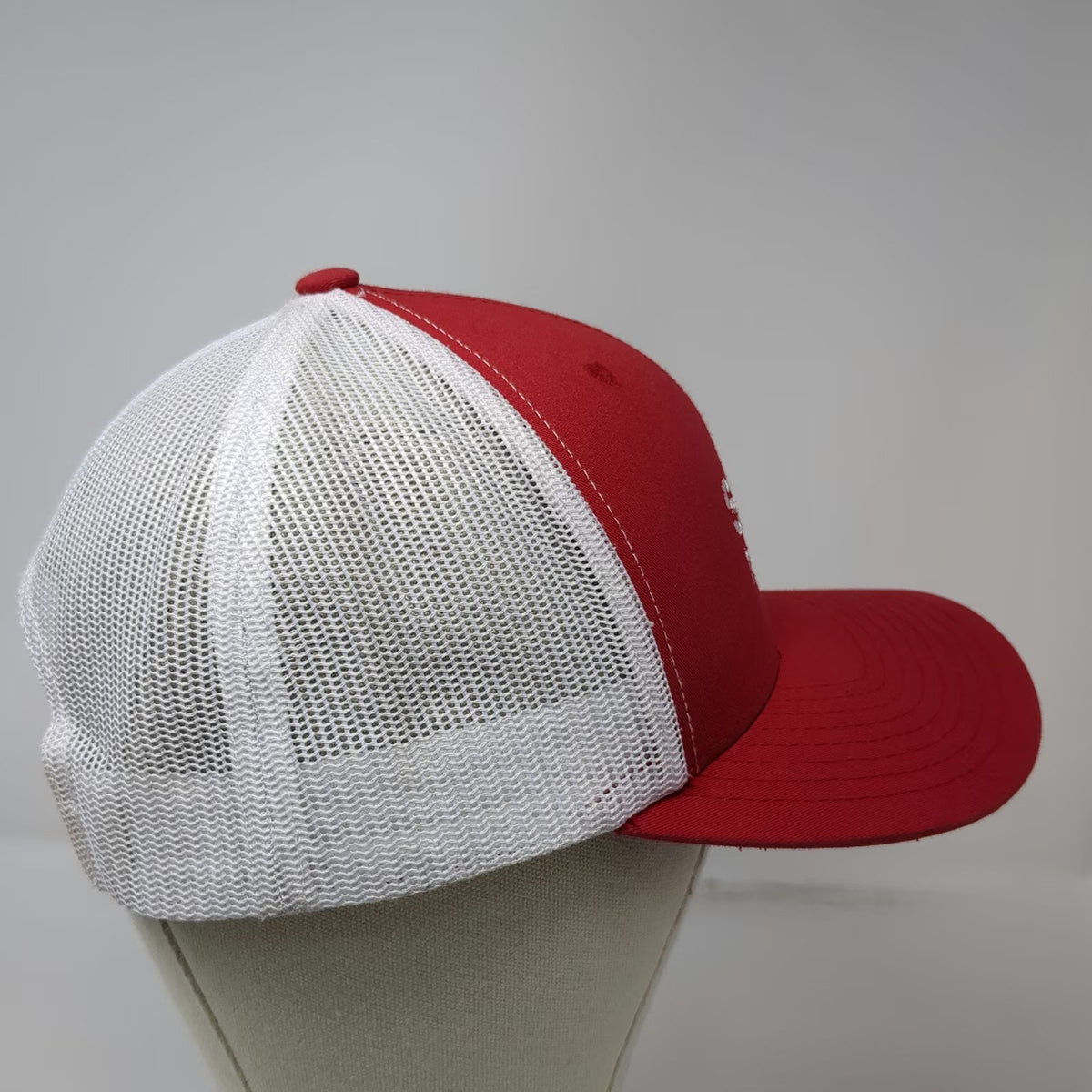 Yupoong Trucker Hat Red One Size Mesh Back Snapback Embroidered Sam Logo Cap