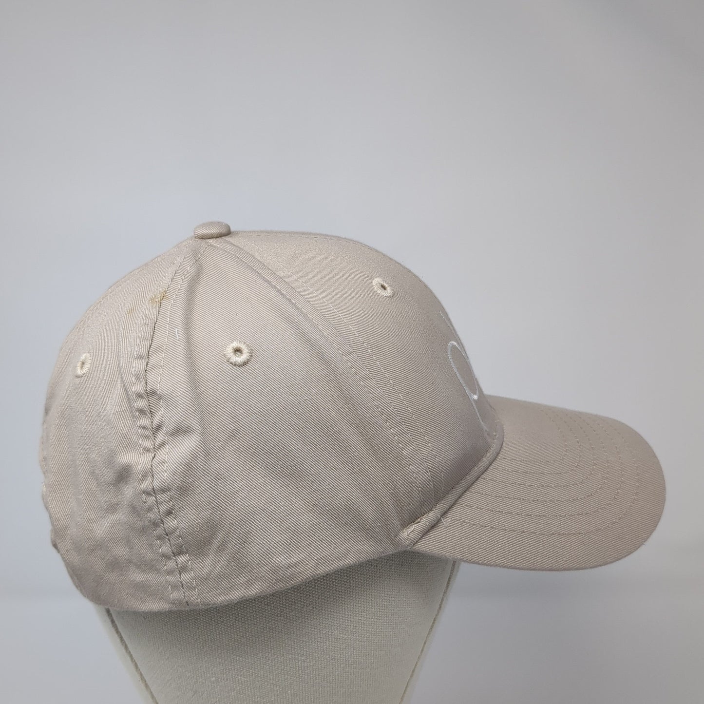 Plate Snapback Hat Beige One Size Adjustable Embroidered Vent Holes