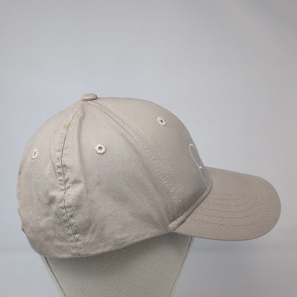 Plate Snapback Hat Beige One Size Adjustable Embroidered Vent Holes