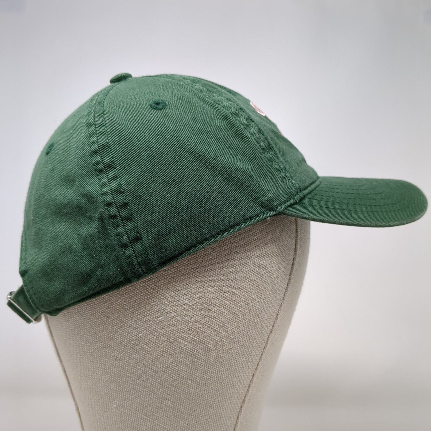 Happy Camper Slideback Hat Green OSFA Adjustable Embroidered Mighty Fine Cotton