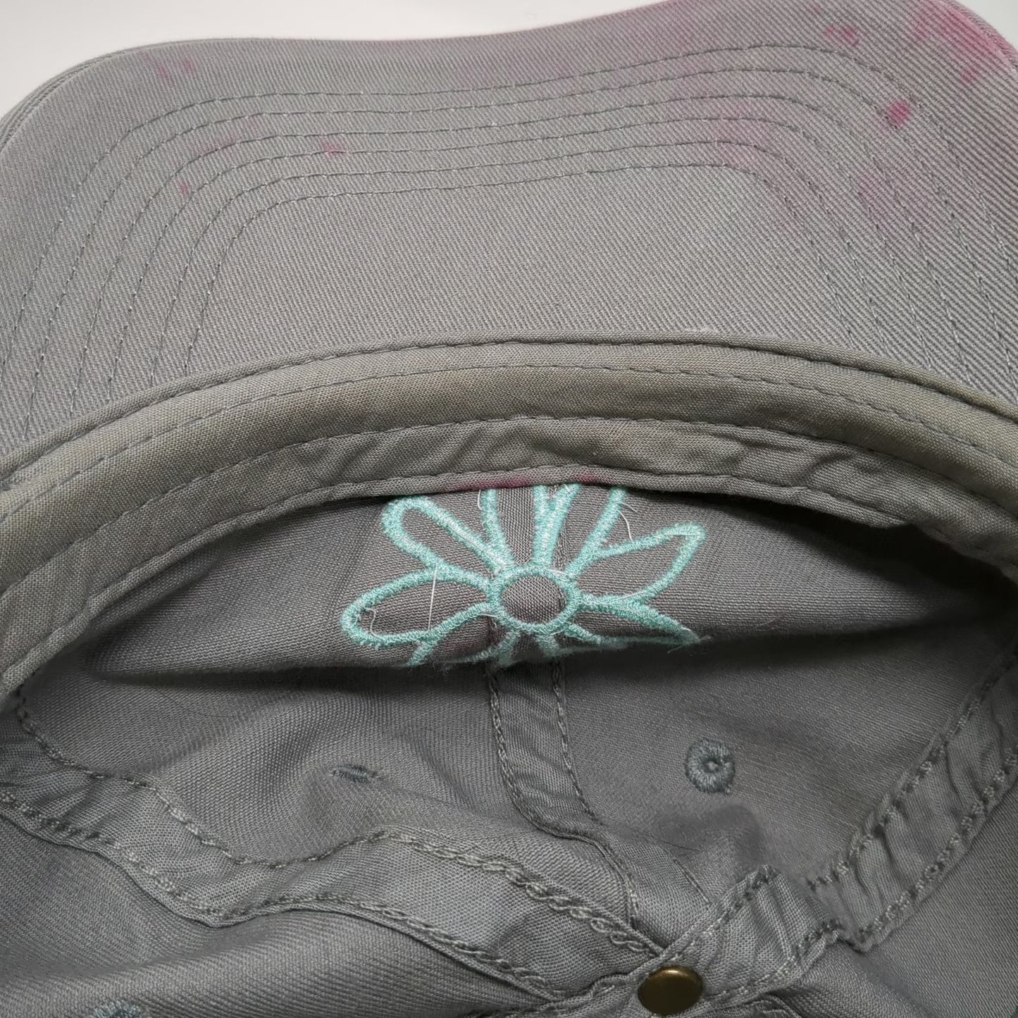 Life Is Good Baseball Cap Gray One Size Flower Floral Cotton Hat Adjustable