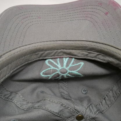 Life Is Good Baseball Cap Gray One Size Flower Floral Cotton Hat Adjustable