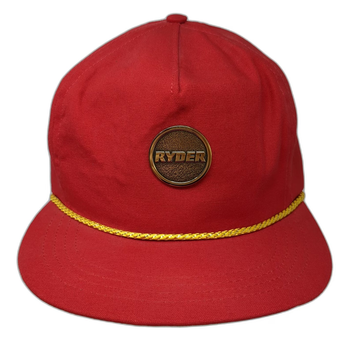 BIS 5 Panel Red Hat Ryder Trucking Medallion Yellow Rope Strapback Vintage