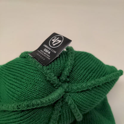 '47 Brand Men's Knit Beanie Hat Green White Striped Embroidered Black Cat Logo