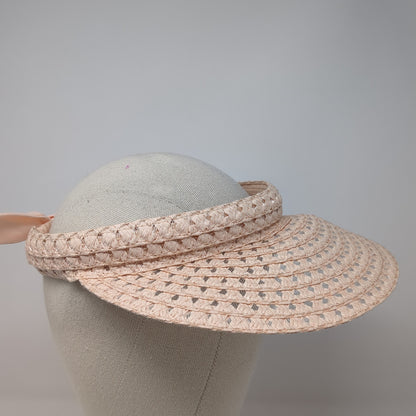 Unbranded Sun Visor Straw Hat Pink One Size Adjustable Bow Tie Lightweight