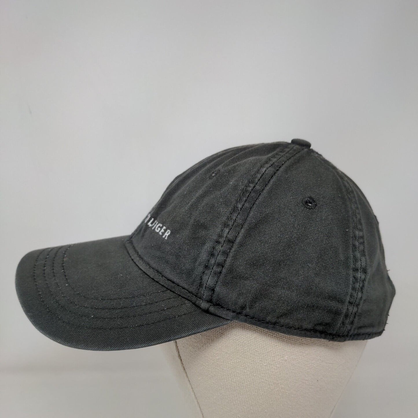 Tommy Hilfiger Slideback Hat Black One Size Embroidered Leather Strap