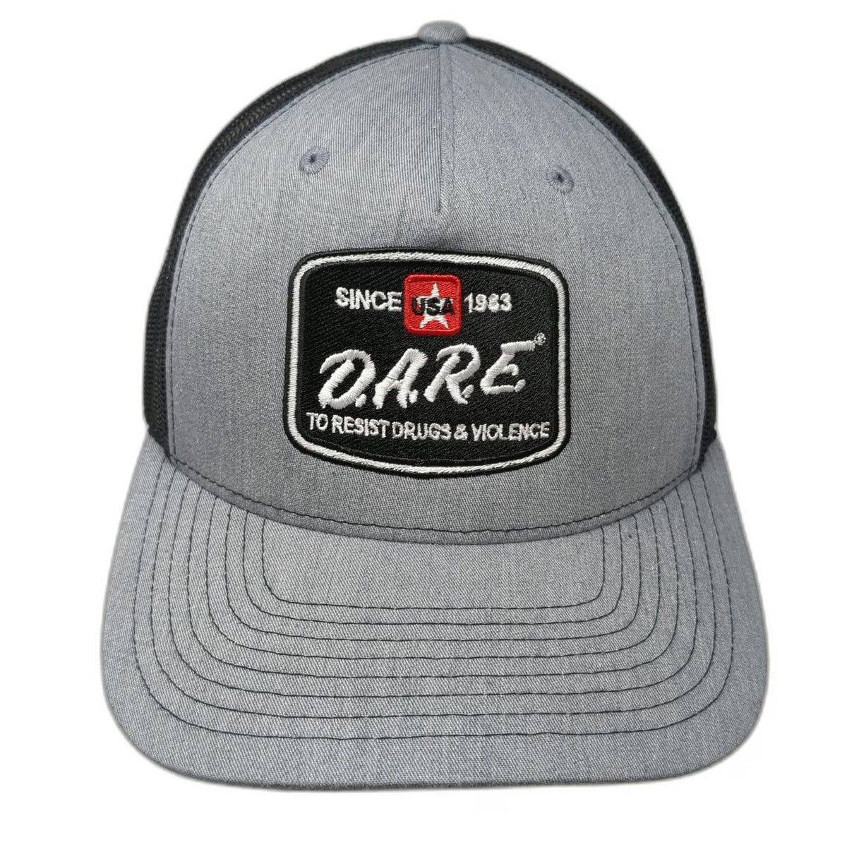 Richardson Trucker Hat Gray One Size D.A.R.E. Resist Drugs Violence Snapback